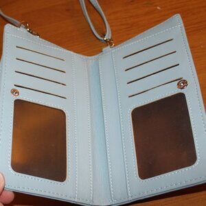 Light Blue Crossbody Phone Bag Wallet NWT Faux Leather Purse Clutch Prettyzys